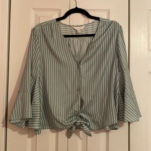 Lauren Conrad - Size: XL - Striped light blue/white - shorter length blouse